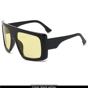 Bold Black Sunglasses with Yellow Lenses
0370